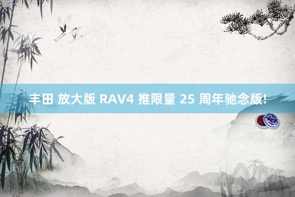 丰田 放大版 RAV4 推限量 25 周年驰念版!