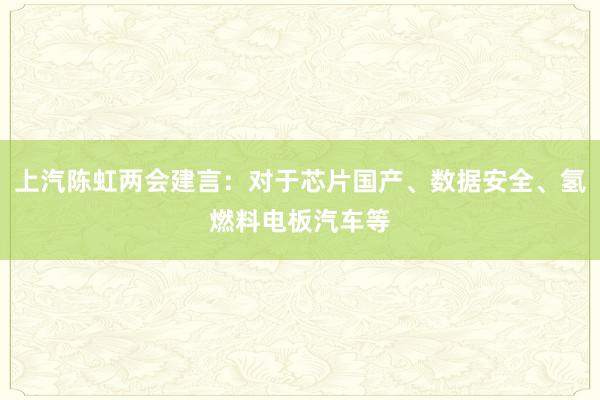 上汽陈虹两会建言：对于芯片国产、数据安全、氢燃料电板汽车等