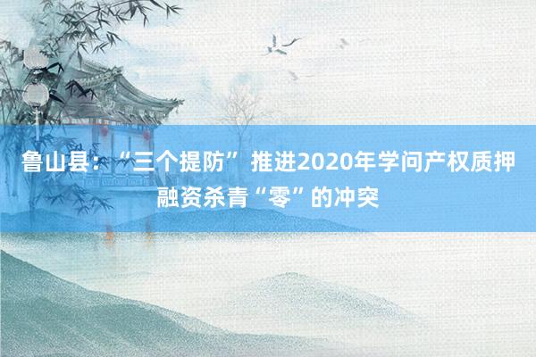 鲁山县：“三个提防” 推进2020年学问产权质押融资杀青“零”的冲突