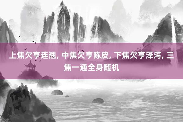 上焦欠亨连翘, 中焦欠亨陈皮, 下焦欠亨泽泻, 三焦一通全身随机