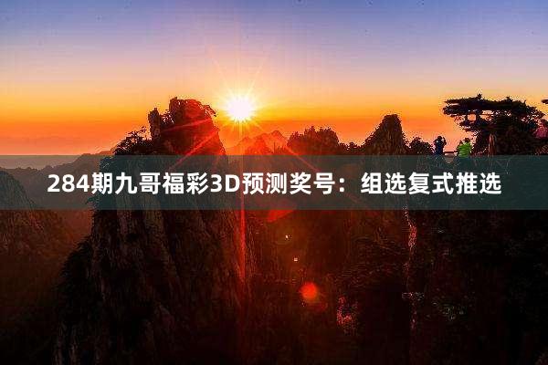 284期九哥福彩3D预测奖号：组选复式推选